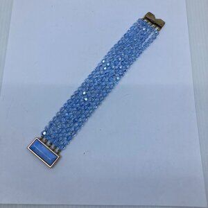 Vtg blue crystal beads rhinestone bracelet